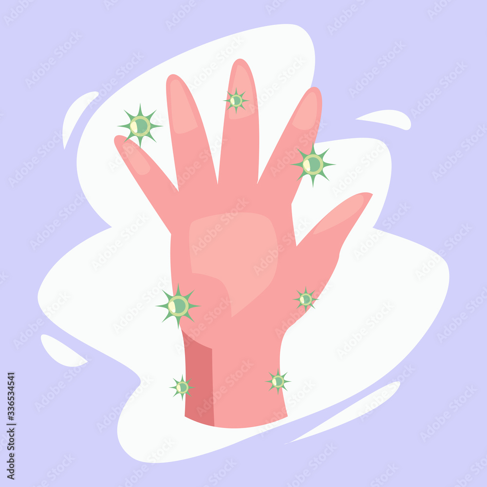 Hand with Covid 19 virus vector design Hand with Covid 19 virus vector design