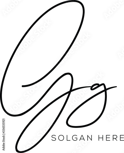 Gg initial logo handwriting template vector