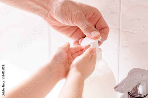 Washing hands rubbing with soap for corona virus prevention