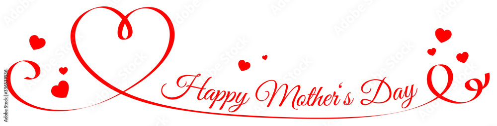 Happy mother's day ribbon with red hearts banner isolated Happy mother's day ribbon with red hearts banner isolated