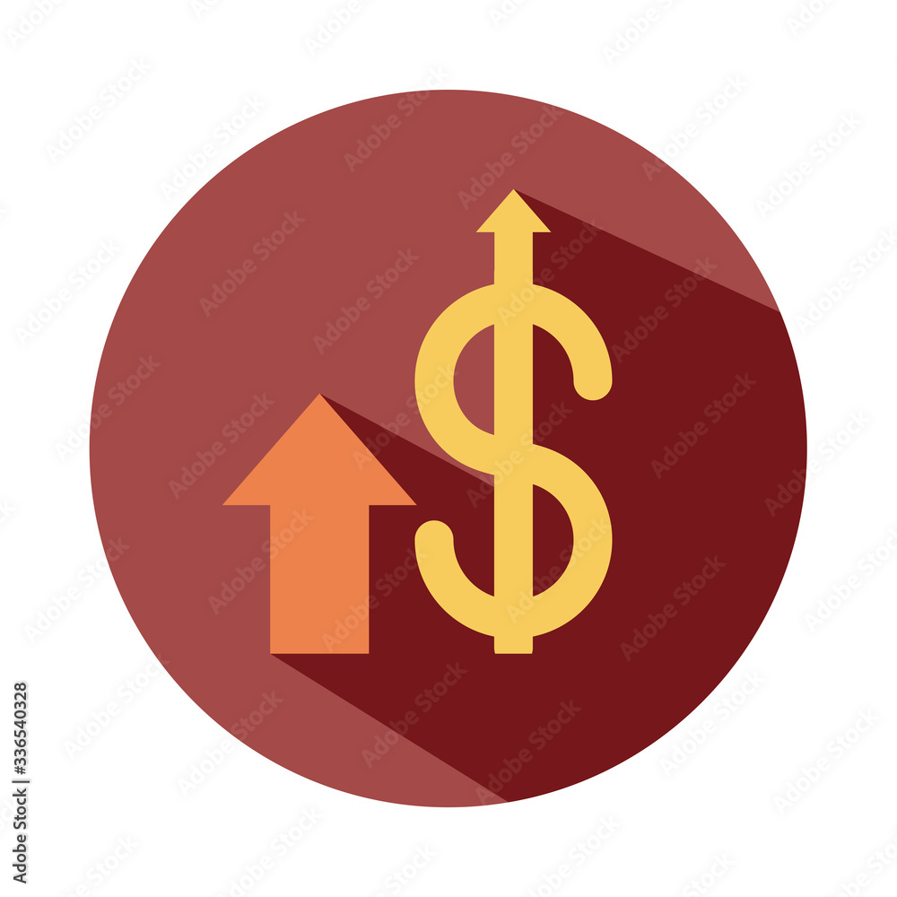 money up arrow statistics market, rising food prices, block style icon
