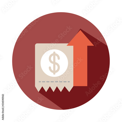 account bill arrow up, rising food prices, block style icon