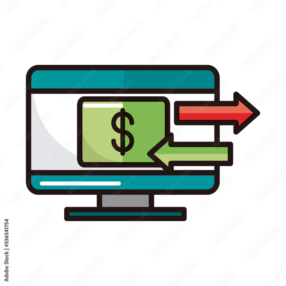 computer bank card shopping or payment mobile banking line and fill icon computer bank card shopping or payment mobile banking line and fill icon