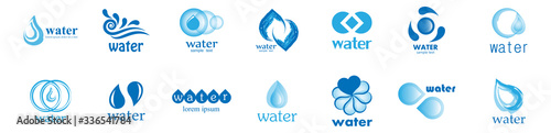 Water Splash Vector And Drop Set - Isolated On White. Vector Collection Of Flat Water Splash and Drop Logo. Icons For Droplet, Water Wave, Rain, Raindrop, Company Logo And Bubble Design