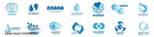 Water Splash Vector And Drop Set - Isolated On White. Vector Collection Of Flat Water Splash and Drop Logo. Icons For Droplet, Water Wave, Rain, Raindrop, Company Logo And Bubble Design