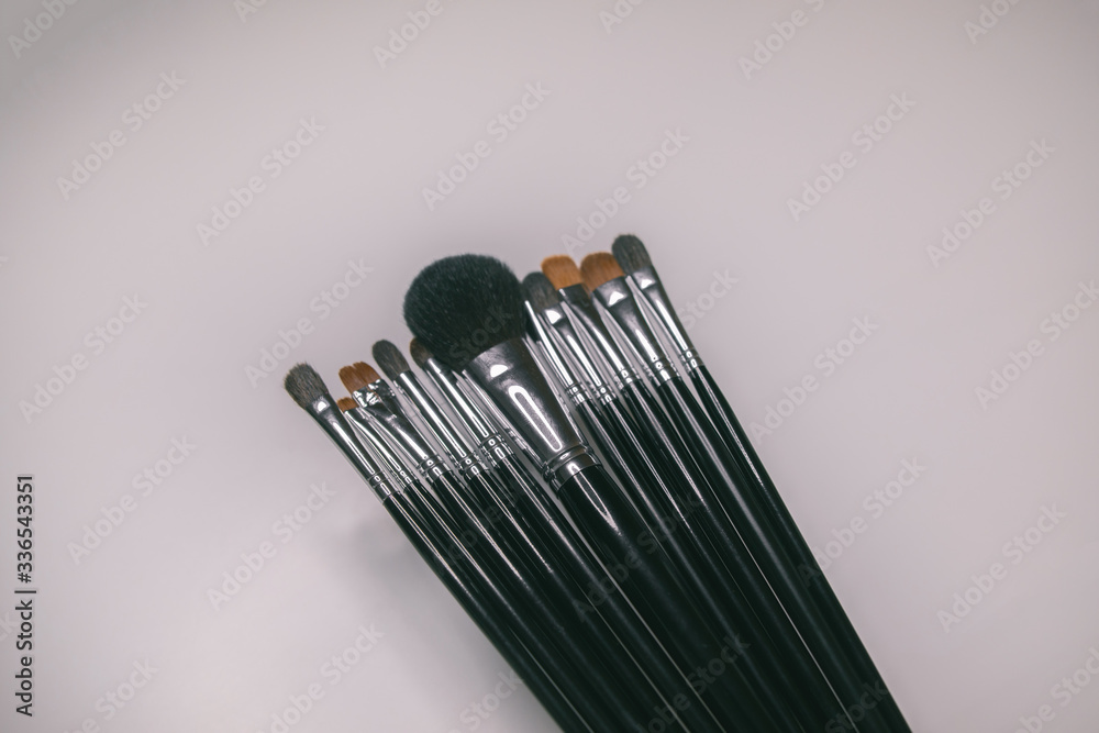 Makeup brushes set on white background Makeup brushes set on white background