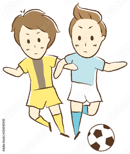 サッカーをする少年　デュエル