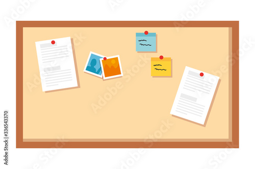 cork board supply with notes isolated icon vector illustration design
