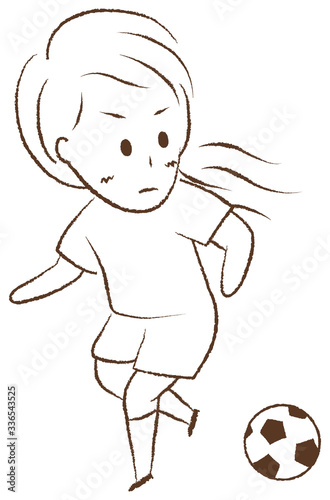 サッカーをする女の子　ドリブル