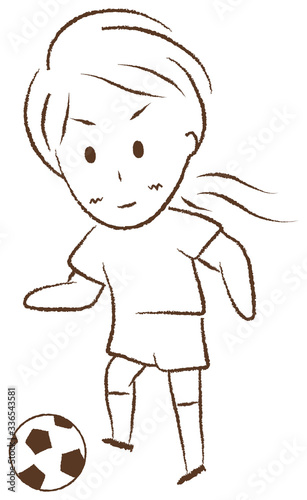 サッカーをする女の子　パス