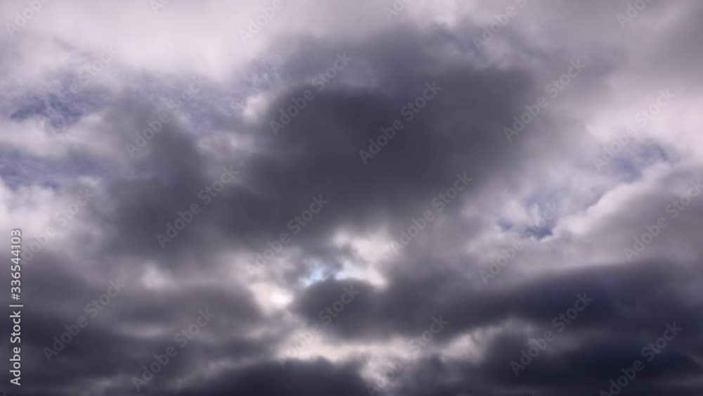 Time lapse of gloomy clouds overhead storm approaching England UK 4K
