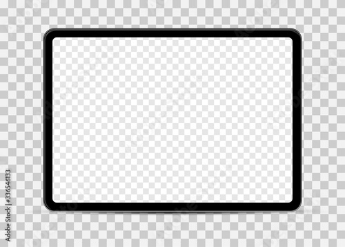 Simple tablet mockup with blank checkered transparent screen. photo