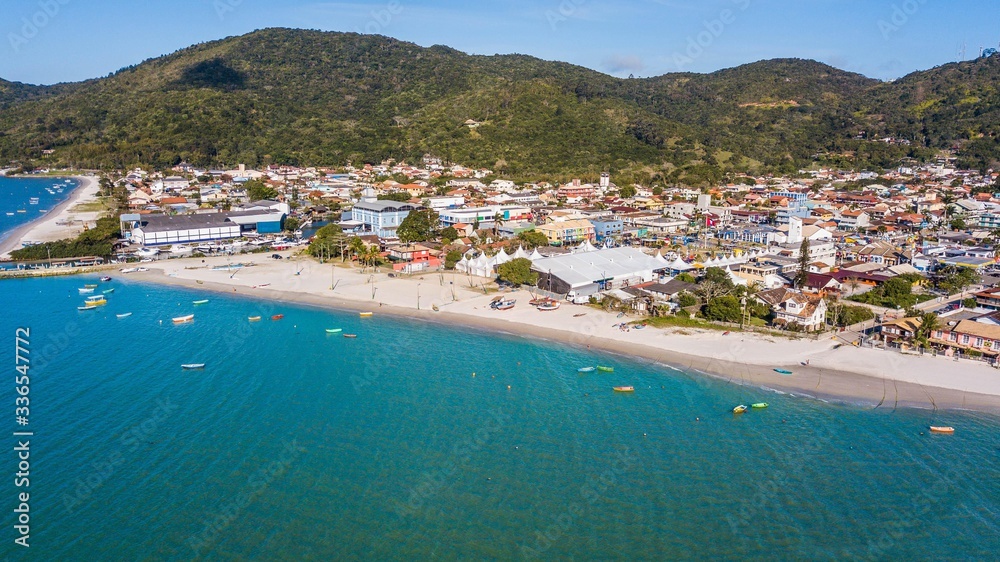 Porto Belo - SC. Aerial view of Porto Belo beach and city - Santa Catarina - Brazil