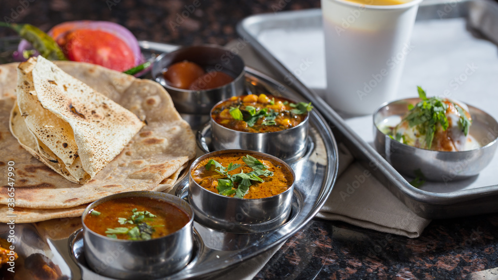 Indian food: Thali platter plate
