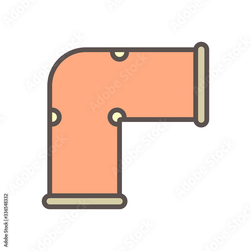 Decorative PVC line pipe cover vector icon. Also called decorative duct, cover guard, tube cover or connecting fitting. Part for air conditioner hvac system to hide refrigeration pipe on external wall