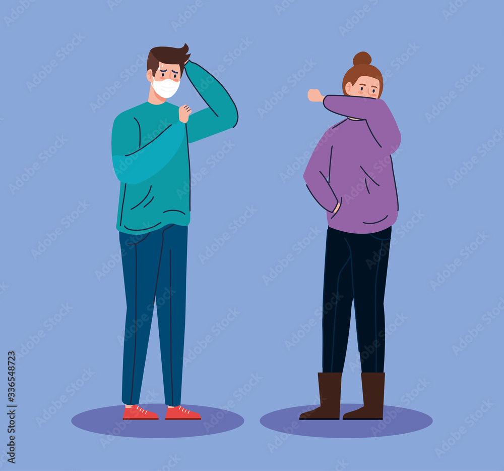 young couple sick avatar characters vector illustration design young couple sick avatar characters vector illustration design