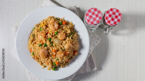Quadro su tela Chinese shrimp fried rice meal