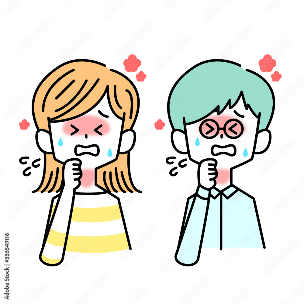 高熱で咳がでている男女