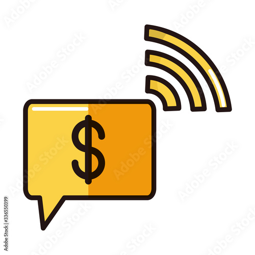 money connection digital shopping or payment mobile banking line and fill icon
