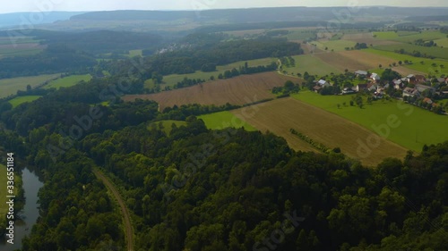 Aerial view of the monastery Obermarchtal in Germany on a sunny day in summer.  photo