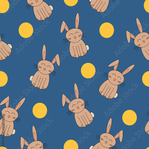 Vector rabbit and polkadot repeating pattern. Perfect for Fabric, scrap booking and wallpaper.