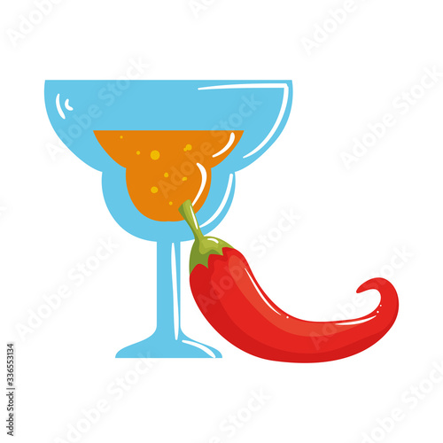 Mexican cocktail and chilli design, Mexico culture tourism landmark latin and party theme Vector illustration