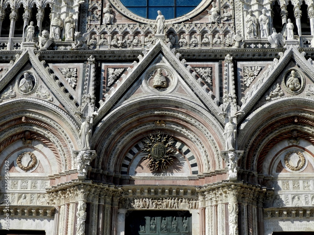 Fototapeta premium Siena, Italy, Cathedral, Facade Detail