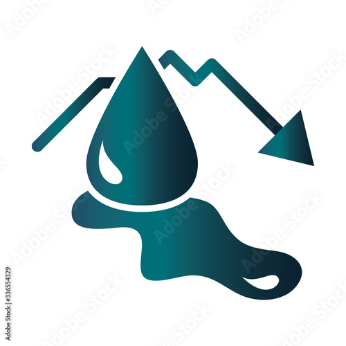 down arrow spilled petroleum trade crisis economy, oil price crash gradient style icon