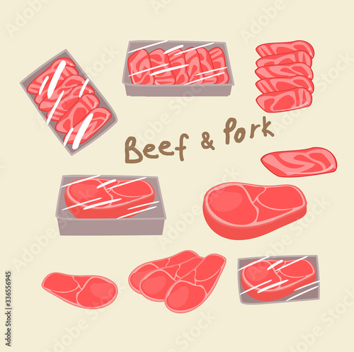 meat with beef and pork vector