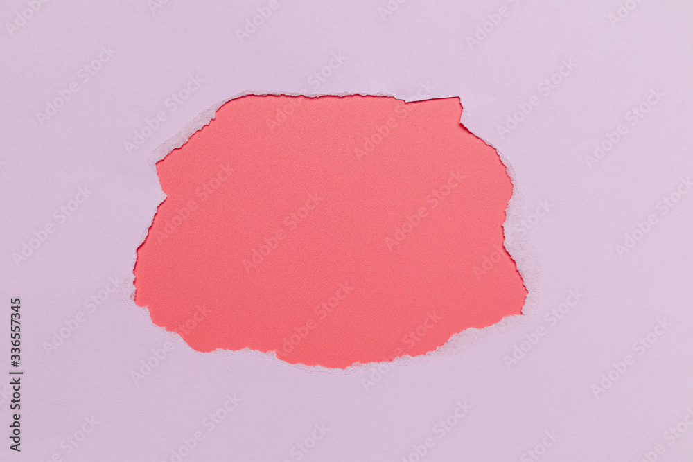 Obraz premium Torn paper with space for text with pink background.