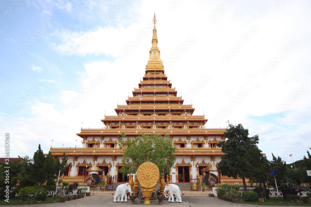  Nine floors stupa thai temple, a famous temple of Khon Kaen, Thailand  