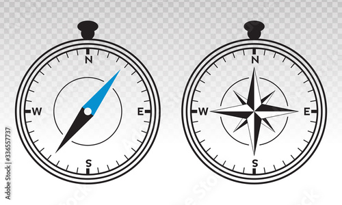 Compass rose or wind rose vector flat icon on a transparent background.