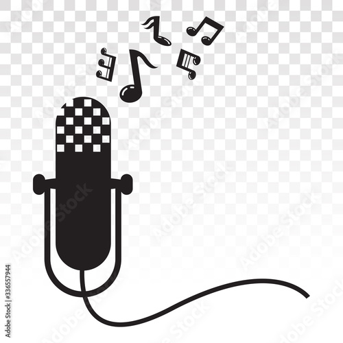 Sing icon and musical scale symbol or Musical notes on a transparent background.