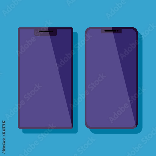 set smartphones devices technology icons vector illustration designs