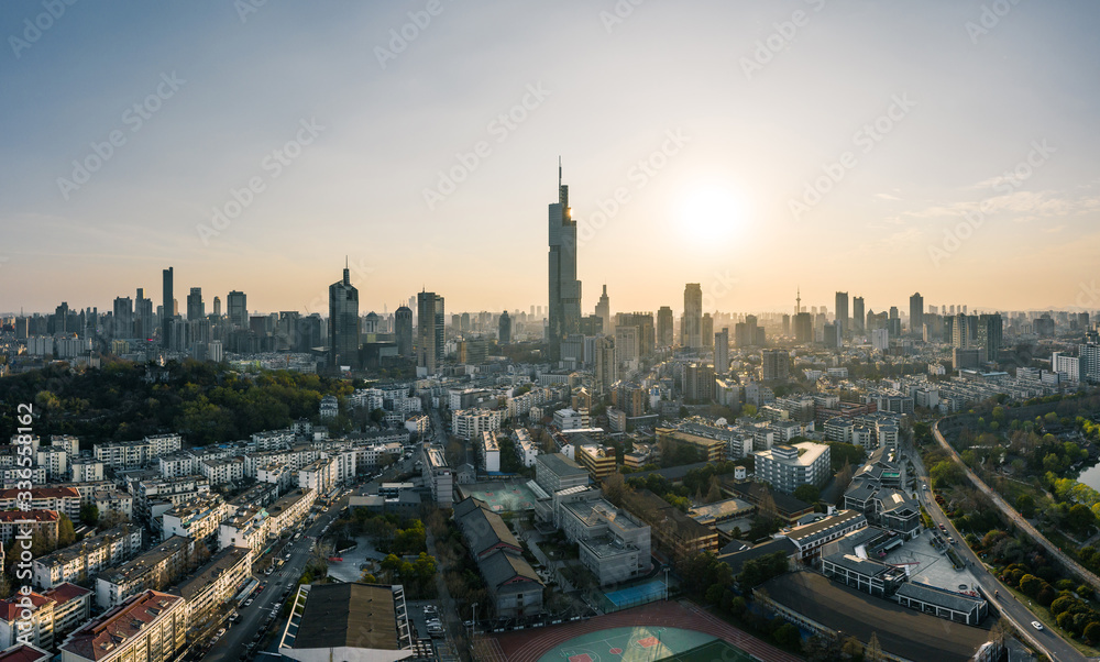 Fototapeta premium Skyline of urban Nanjing city at sunset