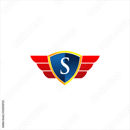 Vector Shield with wing and initial letter S concept icon logo Free Download Vector Shield with wing and initial letter S concept icon logo - GFXLoad