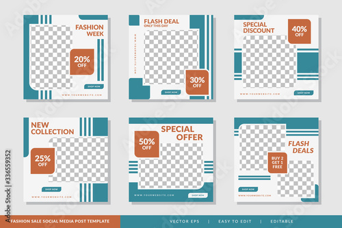 Minimalist Fashion Sale social media post Rounded design template Premium Vector