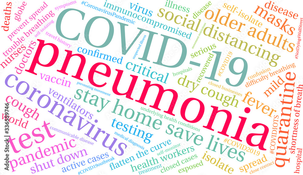 Pneumonia animated word cloud on a white background. Pneumonia animated word cloud on a white background.