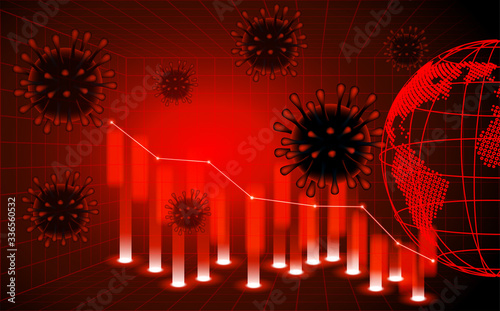 Stocks fall. Economic and financial conditions in the global due sinks the global stock exchanges. Graphs representing the stock market crash caused to the effects of outbreak Coronavirus covid-19. 
