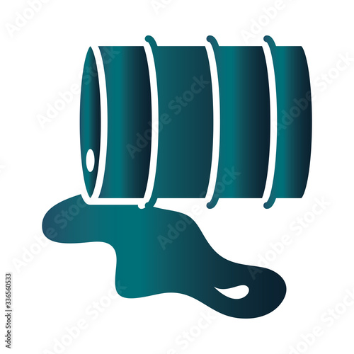 barrel with spilled petroleum trade crisis economy, oil price crash gradient style icon