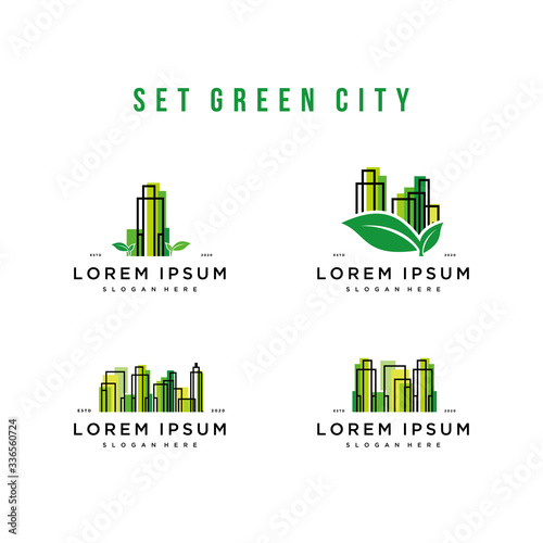 set green city logo design vector