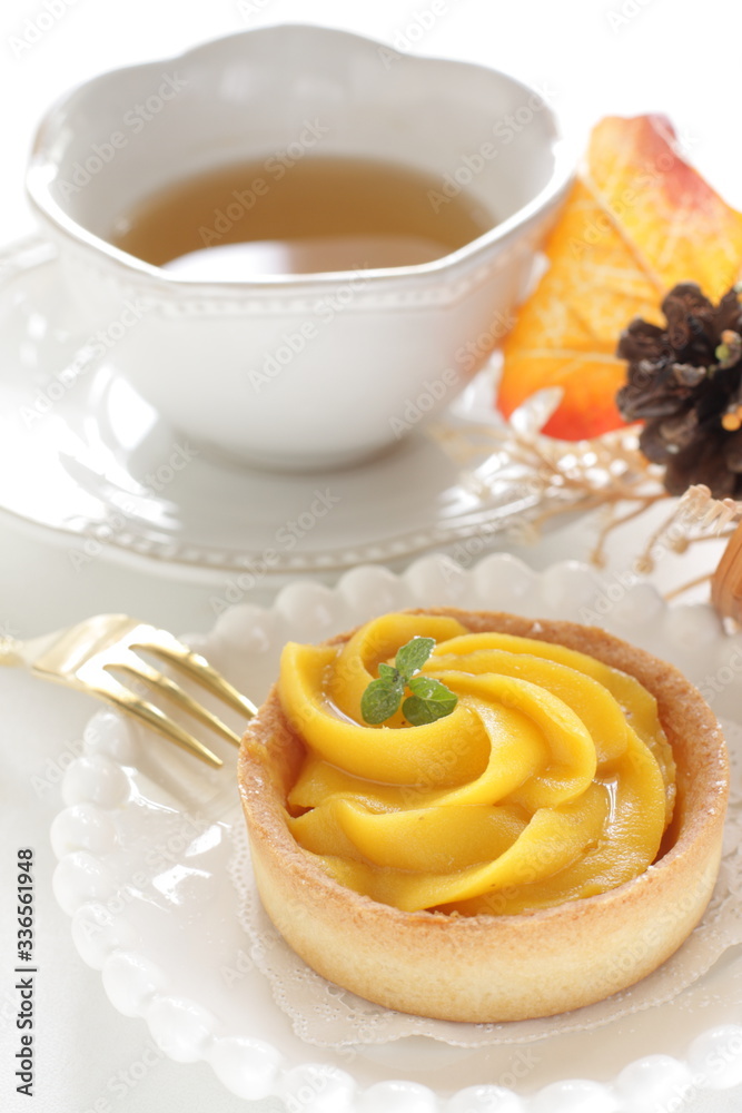 Homemade pumpkin tart with mint Homemade pumpkin tart with mint