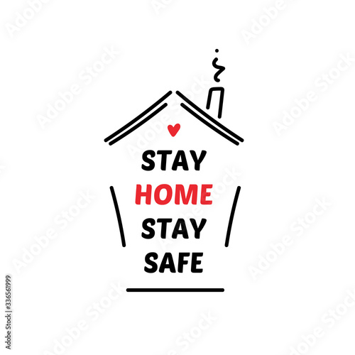 Stay home, stay safe vector quarantine illustration, poster, card.
