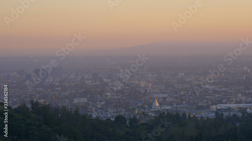 Aerial view over dusty Los Angeles in the evening - travel photography