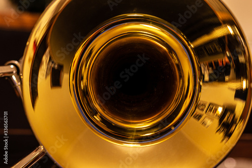 closeup of tenor trombone