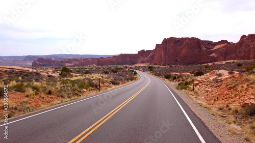 Driving through Arches National Park