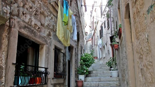 Narrow street in Korcula old town, Croatia