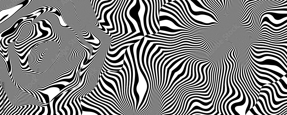 Black and white optical illusion psycedelic background