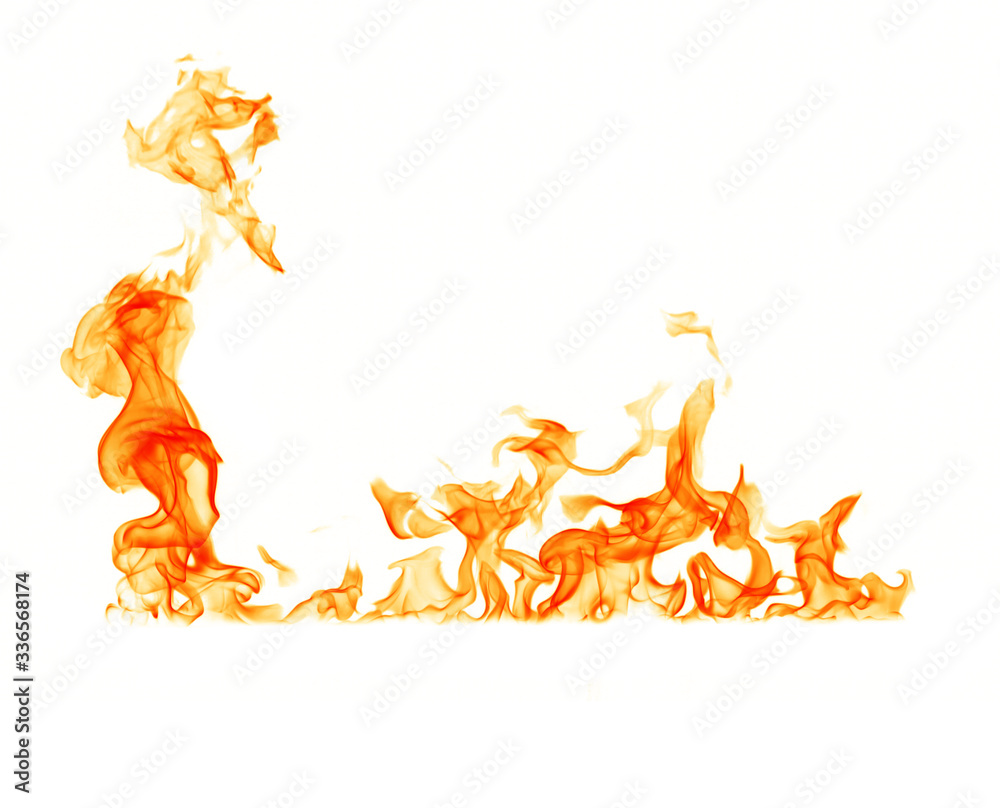 Fire flames white background Fire flames white background