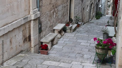 Narrow street in Korcula old town, Croatia